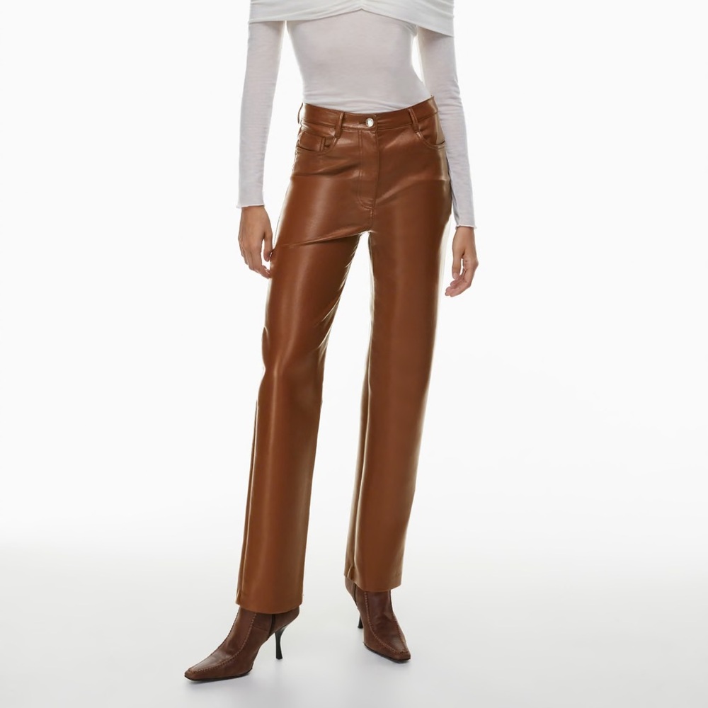 Aritzia Wilfred Melina Leather Pants Brown